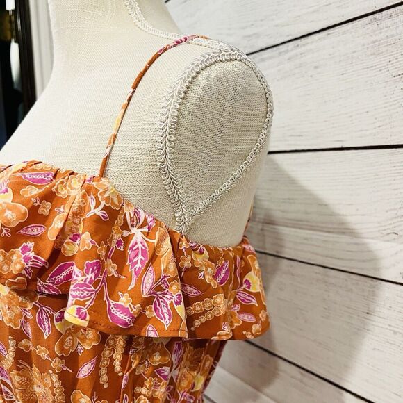 J Crew Tiered Maxi Dress Painted Block Print Size XXS Sleeveless New Floral - Picture 7 of 13